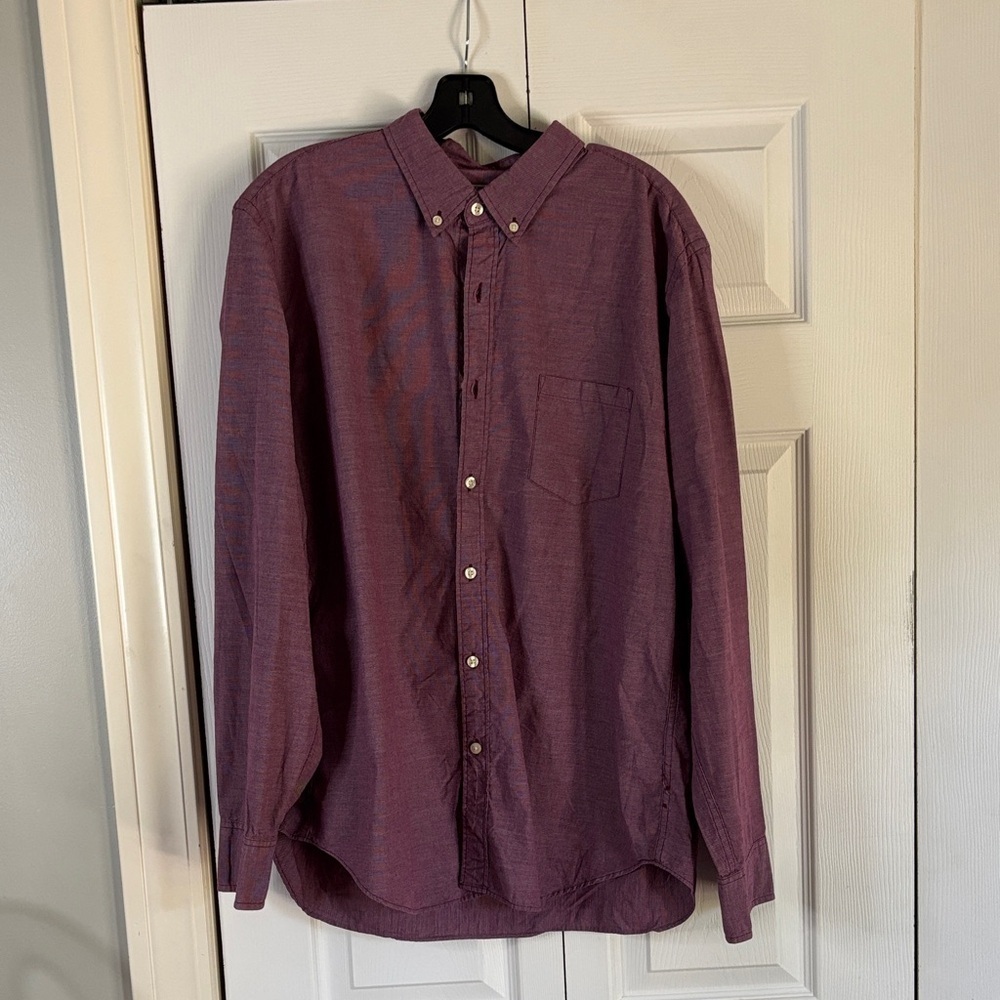 J. Crew Men's Burgundy Button-Down Shirt